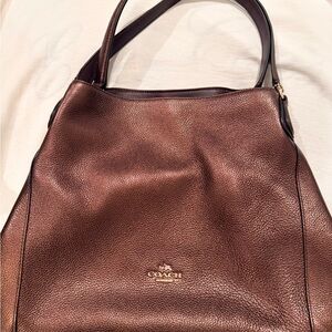 Coach Metallic Bronze Edie Leather Shoulder Bag